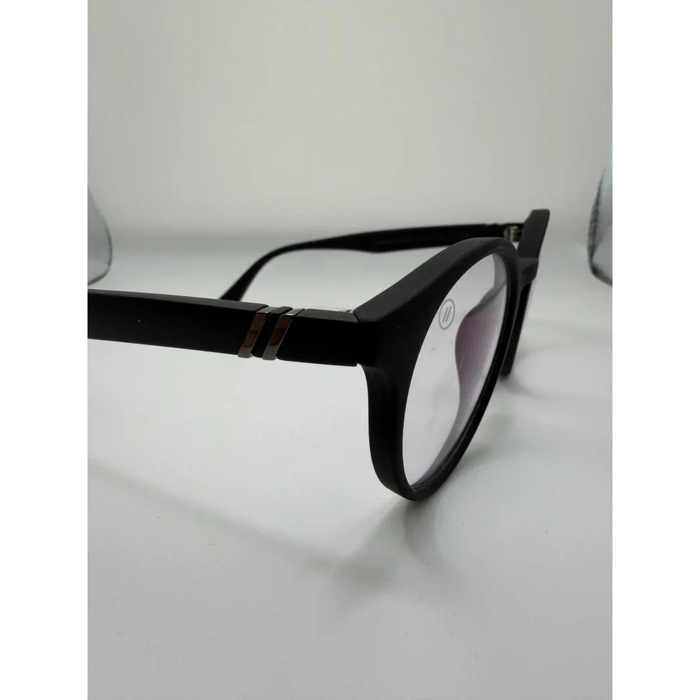Blenders Eyewear Matte Black Blue Light Blocking Glasses Round Frame Clear Lens